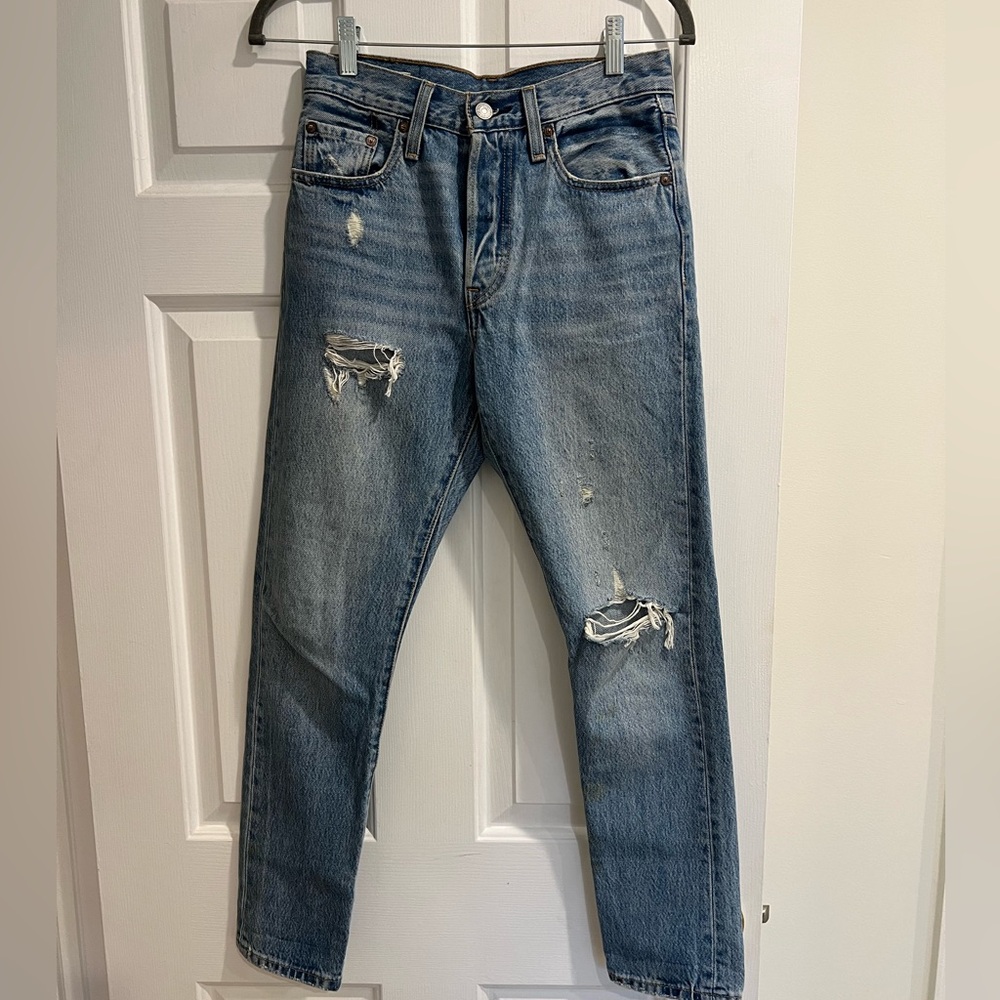 Levi's Straight Blue Distressed Jeans